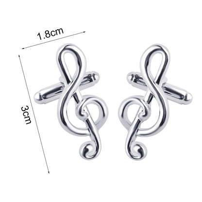 Male Cufflinks Silver Plated Music Notation Shape Alloy Men Cufflinks for Party Silver