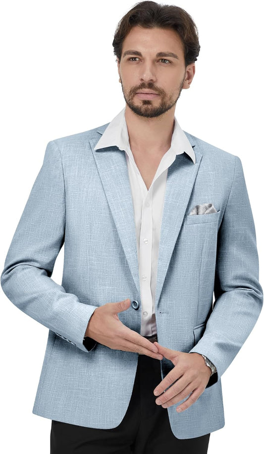 Men'S Slim Fit Blazer Jackets Suit One Button Lightweight Sport Coats Casual Blazer