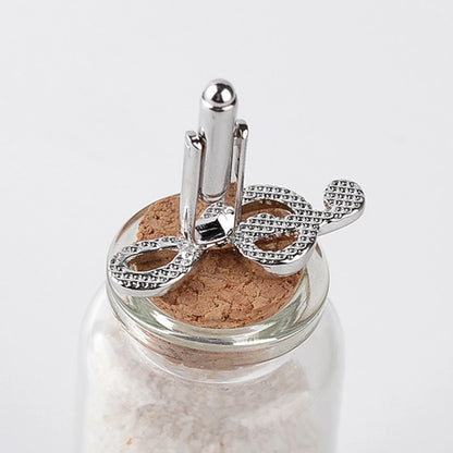 Male Cufflinks Silver Plated Music Notation Shape Alloy Men Cufflinks for Party Silver