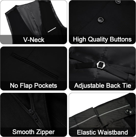 Men'S 3 Pieces Suit Elegant Solid One Button Slim Fit Single Breasted Party Blazer Vest Pants Set
