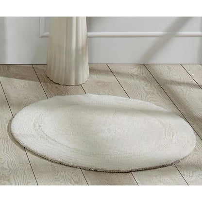 Lux Collection Ivory 30 In. X 30 In. 100% Cotton Reversible Race Track Pattern Bath Rug