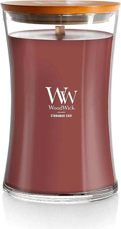Cinnamon Chai Scented Large Hourglass Candle, Crackles as It Burns, Perfect for Gifting, 21Oz