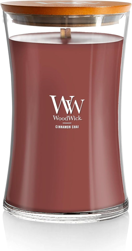 Cinnamon Chai Scented Large Hourglass Candle, Crackles as It Burns, Perfect for Gifting, 21Oz