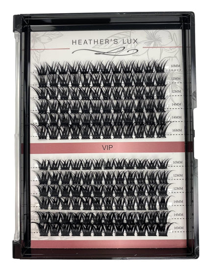 HEATHER’S LUX DIY Eyelash Lash Extension Kit Lash Clusters Lash Kit with 144 Pieces, Tweezers, Bond, Seal & Glue Remover, Reusable Individual Segment Lashes (Champagne Toast)