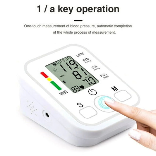 Blood Pressure Monitor Upper Arm Automatic Digital BP Monitor Adjustable Large Cuff, Monitoring Meter for Home Use